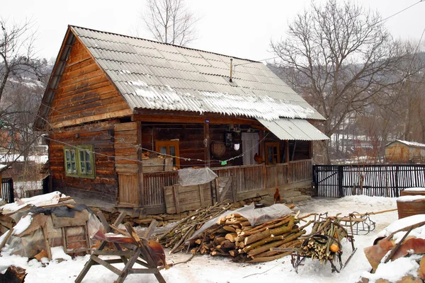 Uma Aldeia Rural Tradicional Sighet Roménia — Fotografia de Stock