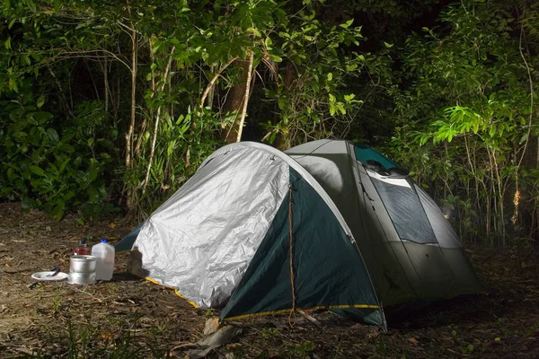 Photographie Une Tente Dans Terrain Camping — Photo