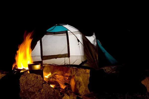 Photographie Une Tente Dans Terrain Camping — Photo