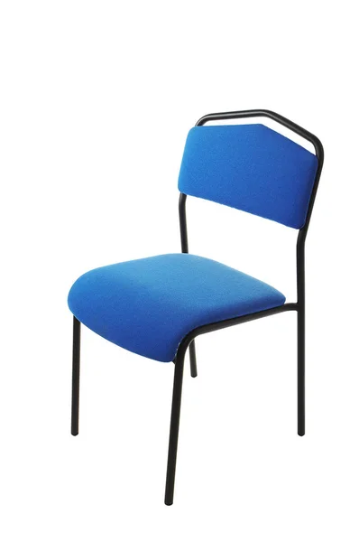Cadeira Isolada Feita Tubo Metal Preto Tecido Azul — Fotografia de Stock