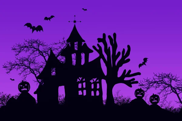 Haunted Casa Halloween Con Pipistrelli — Foto Stock
