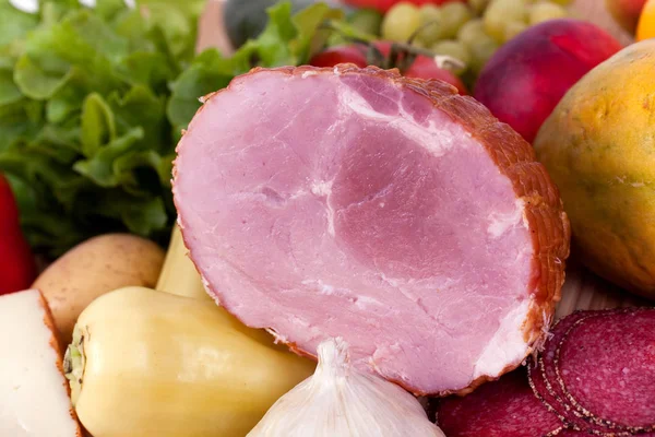 Ham Fruit Vegetables — Stock Photo, Image