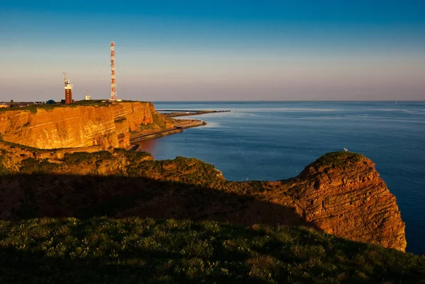 Der Abendsonne Zeigt Sich Der Rote Fels Von Helgoland Von — Stockfoto