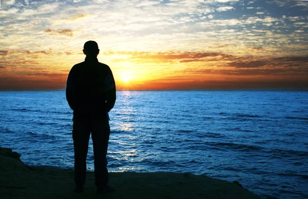 Silueta Los Hombres Fondo Del Mar — Foto de Stock