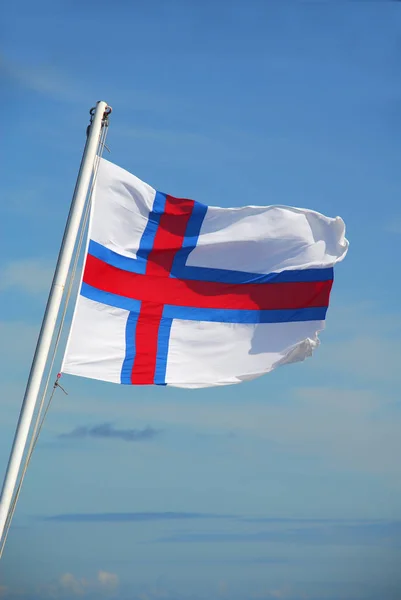 Bandeira Das Ilhas Faroé Bandeira Nacional — Fotografia de Stock