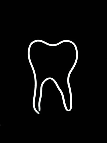 Neonowy Znak Kształcie Zęba — Zdjęcie stockowe