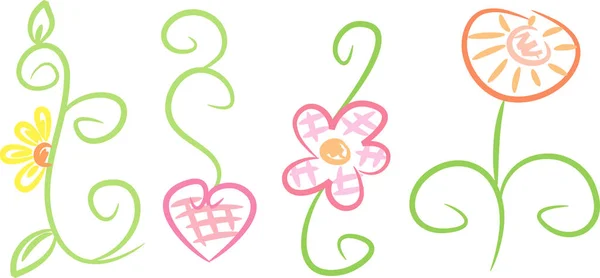 Cztery Wiosenne Kwiaty Pastelu — Zdjęcie stockowe