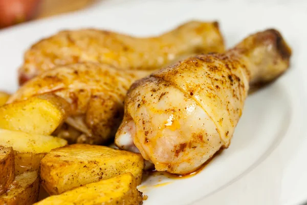 Pommes Terre Frites Poulet — Photo