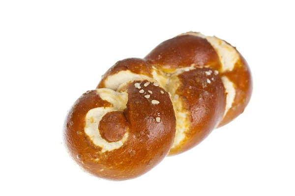 Panini Pretzel Esentato Sul Bianco — Foto Stock