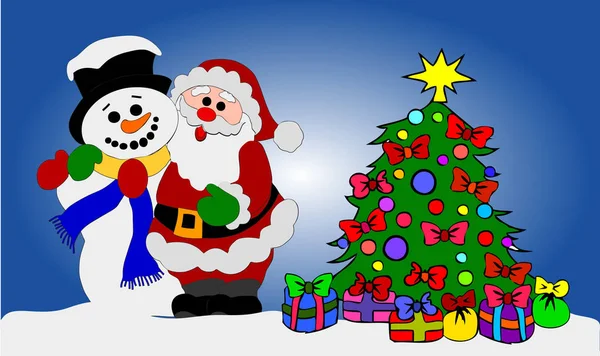 Santa Claus Snowman Árbol Decorado —  Fotos de Stock