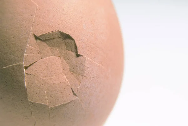 Nahaufnahme Eines Zerbrochenen Eies Auf Weißem Hintergrund — Stockfoto
