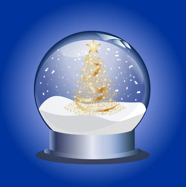 Illust Globo Neve Com Árvore Natal — Fotografia de Stock