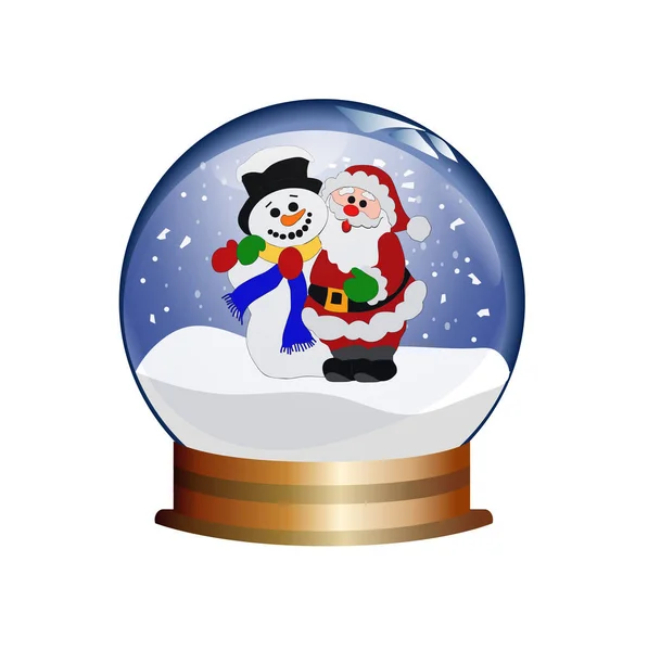 Globo Neve Com Santa Claus Boneco Neve — Fotografia de Stock