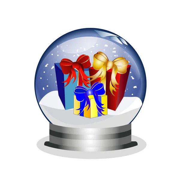 Illust Sneeuw Globe Met Geschenken — Stockfoto