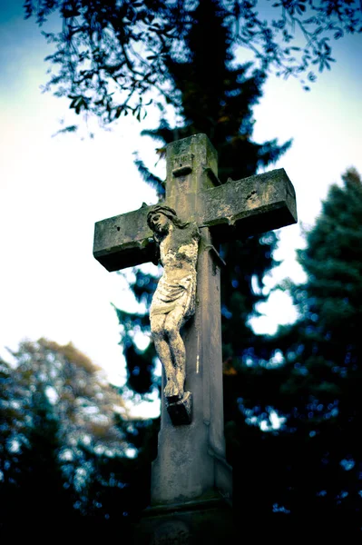 Vista Panorâmica Crucifixo Cristão — Fotografia de Stock