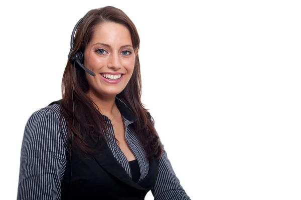 Young Business Woman Wih Headset — Stock Photo, Image