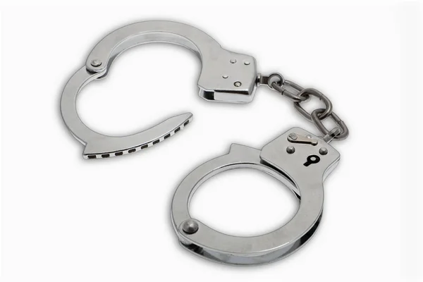 Handcuffs Police Officer Isolated White Background — Stock Photo, Image