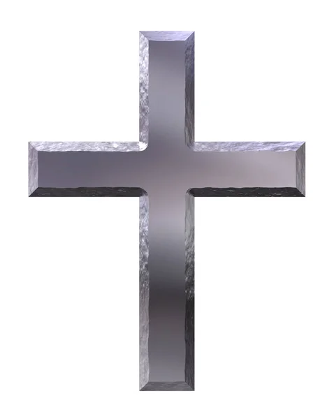 Silbernes Kreuz Mit Geschnitzten Kanten — Stockfoto
