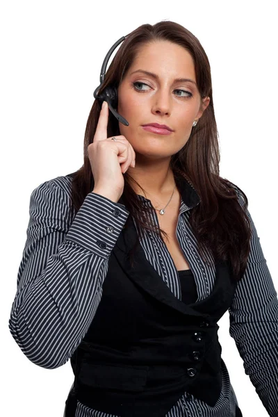 Young Business Woman Wih Headset — Stock Photo, Image