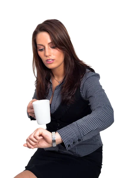 コーヒーを持ってる若い女性 — ストック写真