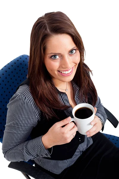 Mladá Žena Drží Šálek Kávy — Stock fotografie