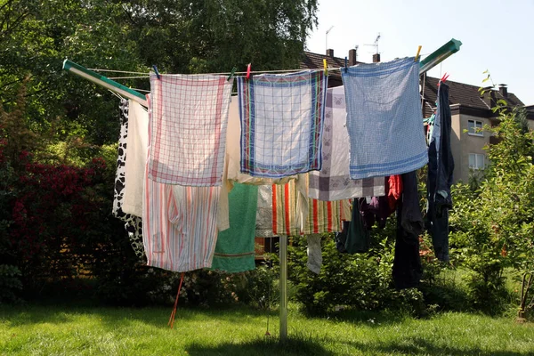 Laundry Drying Clothesline Summer — стоковое фото
