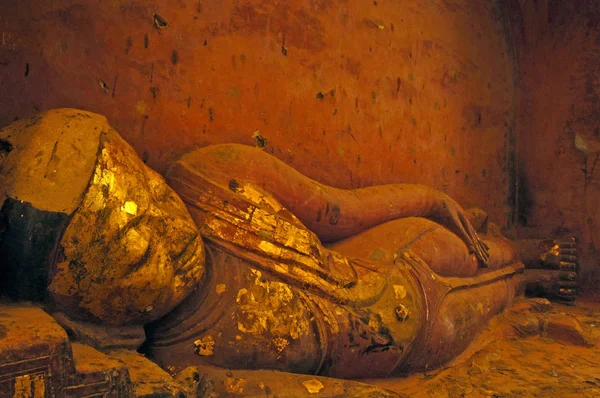 Dormindo Buddha Bagan Myanmar — Fotografia de Stock