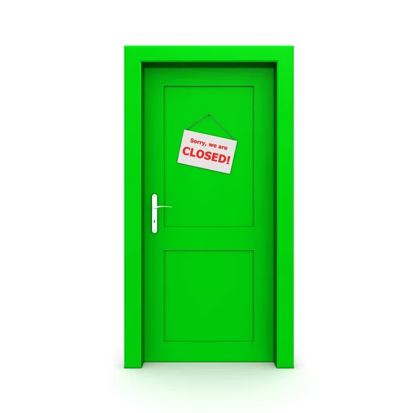 Porta Verde Chiuso Con Porta Segno — Foto Stock