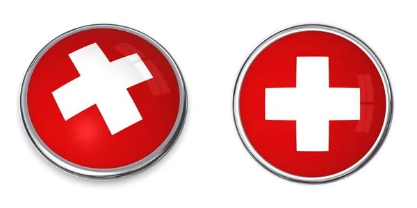 Banner Knapp Schweiziska Isolerad Vit Bakgrund — Stockfoto