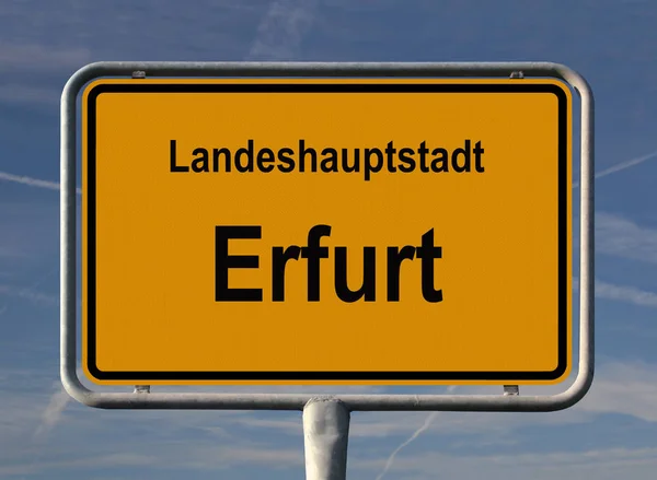Ortsschild Der Landeshauptstadt Erfurt — Stockfoto