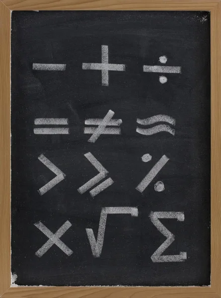 Vergelijkingsvormen Wiskundige Symbolen Schoolbord — Stockfoto