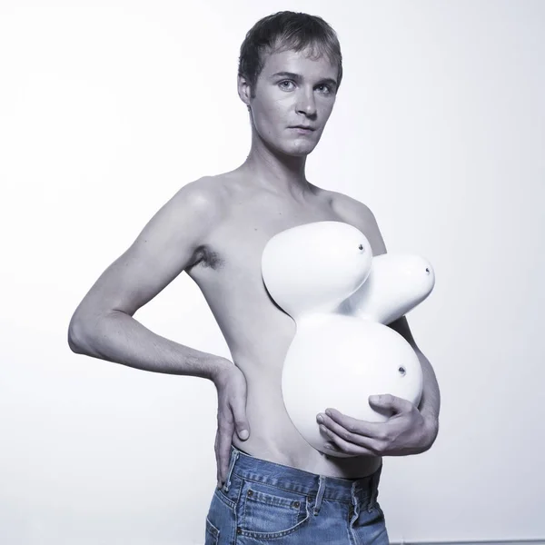 Retrato Sobre Fondo Aislado Joven Embarazada — Foto de Stock