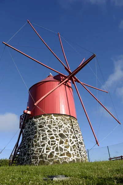 Vue Panoramique Paysage Avec Bâtiment Moulin Vent — Photo