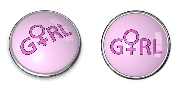 Botón Rosa Palabra Chica Género Símbolo — Foto de Stock
