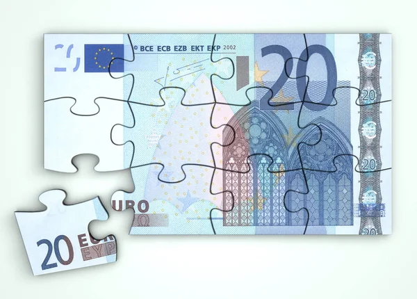 Puzzle Billetes Euros Vista Superior —  Fotos de Stock