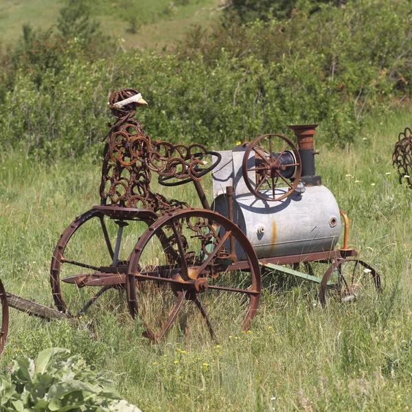 Oude Tractor Het Veld — Stockfoto