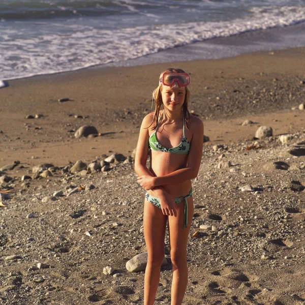 Menina Adolescente Biquíni Praia Costa Rica — Fotografia de Stock