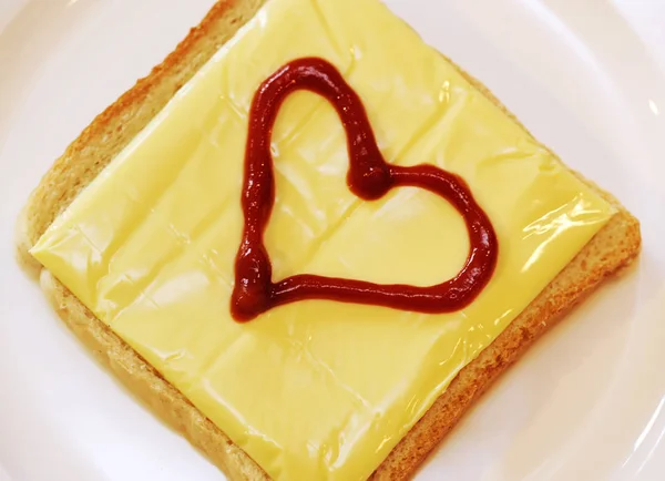 Toast Cheese Heart — Stock Photo, Image