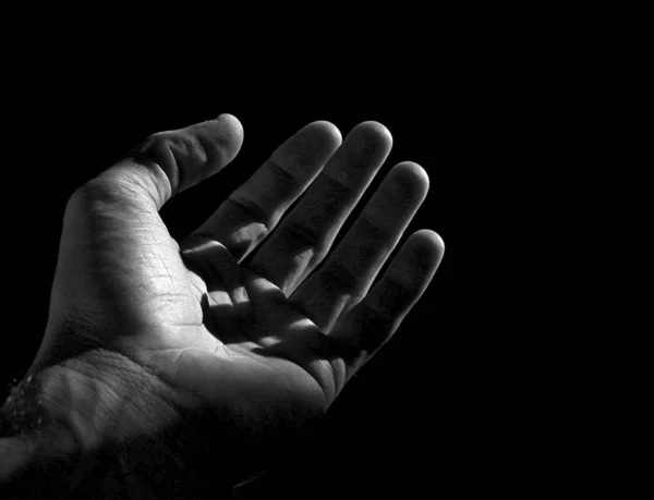 stock image Black & white image of a open hand