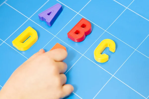 Child Learning Abc Focus Letter — Stock Photo, Image