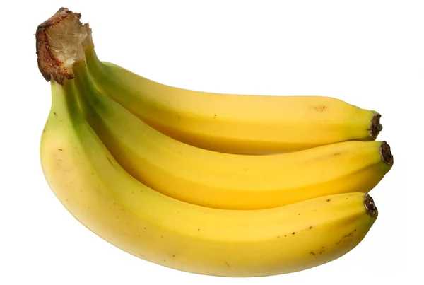 Букет Трьох Бананів Ізольовані Над Білим — стокове фото