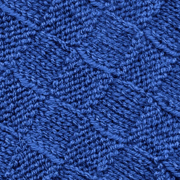 Fondos Textura Del Patrón Azul Lana Knitted — Foto de Stock