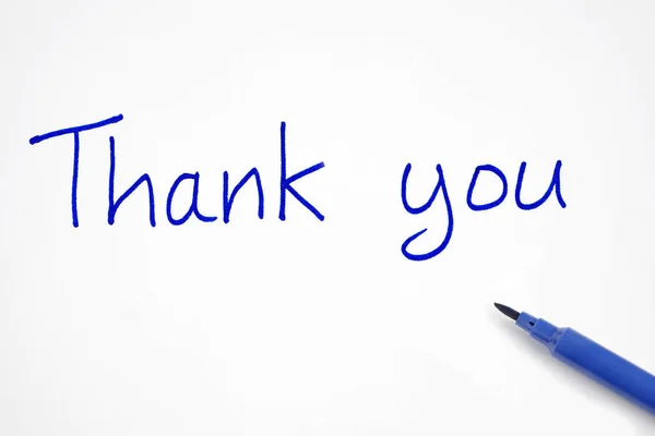 Thank You Written Blue Felt Tip Pen — Stock Photo, Image