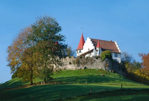 Wartensee Zámek Luzern Cestovní Architektonický Koncept — Stock fotografie