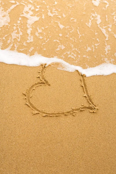 Drawn Heart Washed Coastal Wave Stock Picture