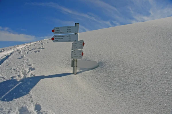 Tour Invernale Segnaletica Innevata — Foto Stock