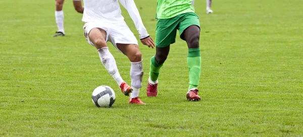 Joueurs Football Battant Pour Ballon — Photo