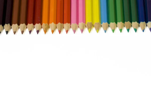 Crayons Couleur Sur Blanc — Photo