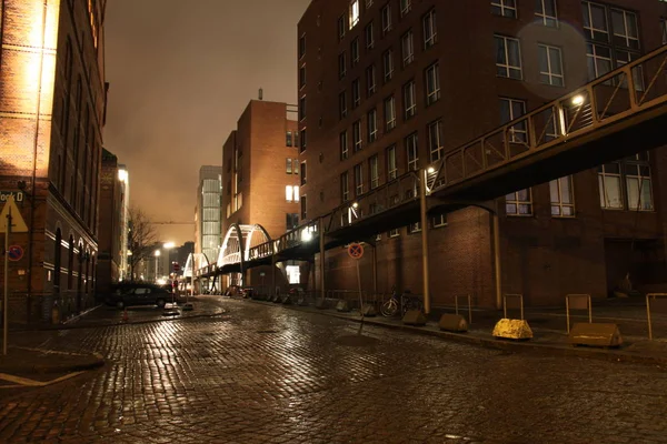 Speicherstadt Hamburg Night — Stock Photo, Image