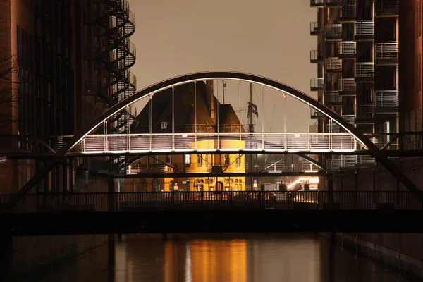 Speicherstadt Hamburg Bei Nacht — Stockfoto